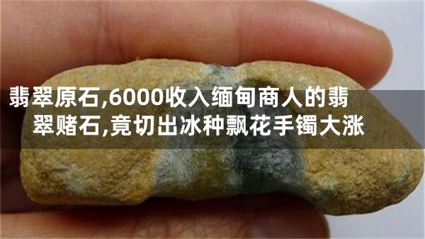 翡翠原石,6000收入缅甸商人的翡翠赌石,竟切出冰种飘花手镯大涨