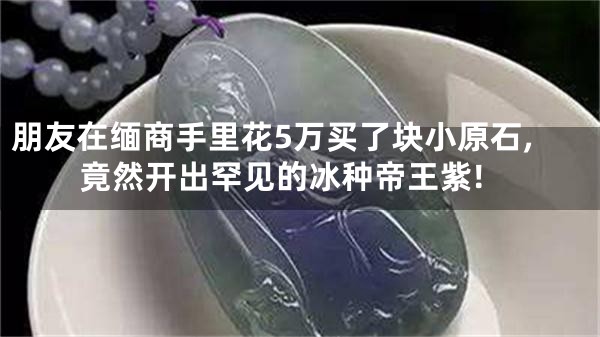 朋友在缅商手里花5万买了块小原石,竟然开出罕见的冰种帝王紫!